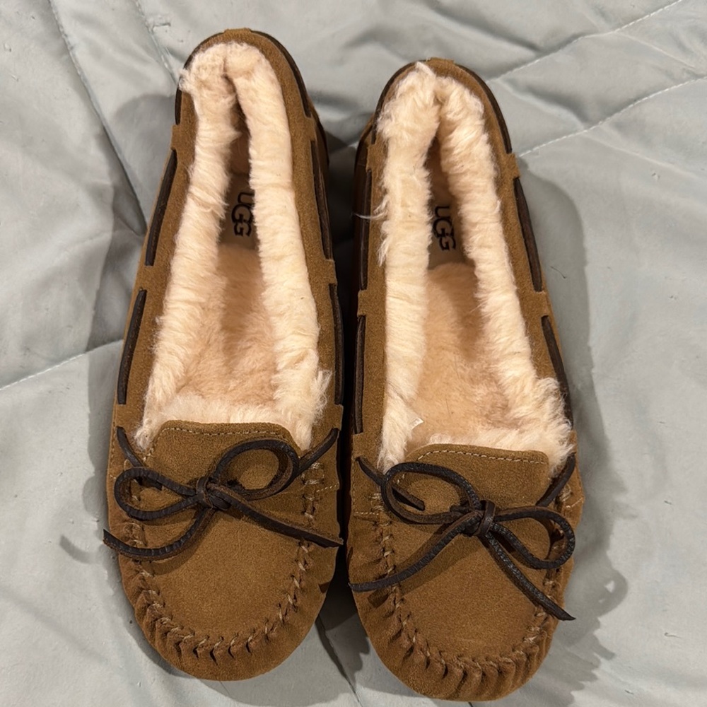 UGG Brown Moccasin Slippers with Plush Lining
